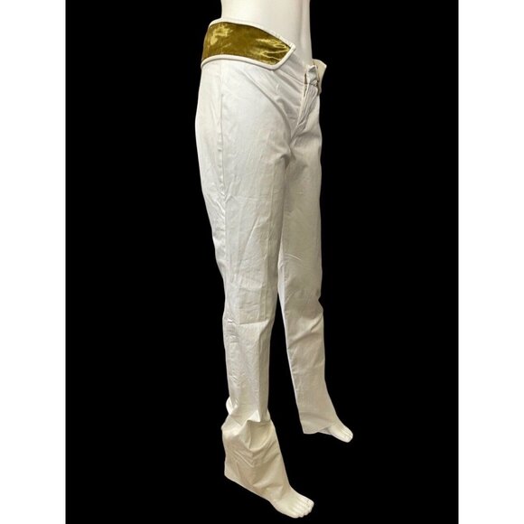 Gucci Women's Pants Dress Flat Front White 100%Cotton MADE IN ITALY US 40 - Picture 4 of 9